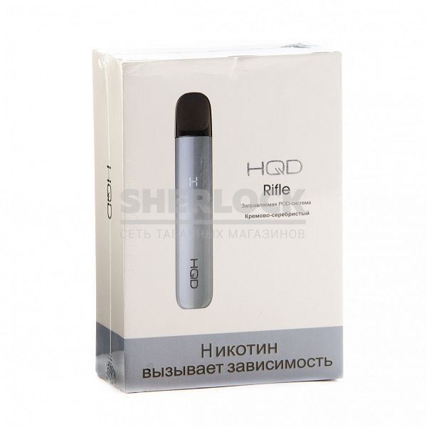HQD Riffle (Заправляемая POD-система 450 mah+2сменных картриджей Крем серебро) HQD Riffle (Заправляемая POD-система 450 mah+2сменных картриджей Крем серебро)