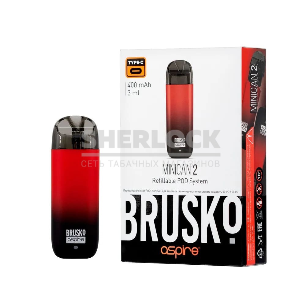 POD-система BRUSKO MINICAN 2 (Чёрно-красный градиент) POD-система BRUSKO MINICAN 2 (Чёрно-красный градиент)
