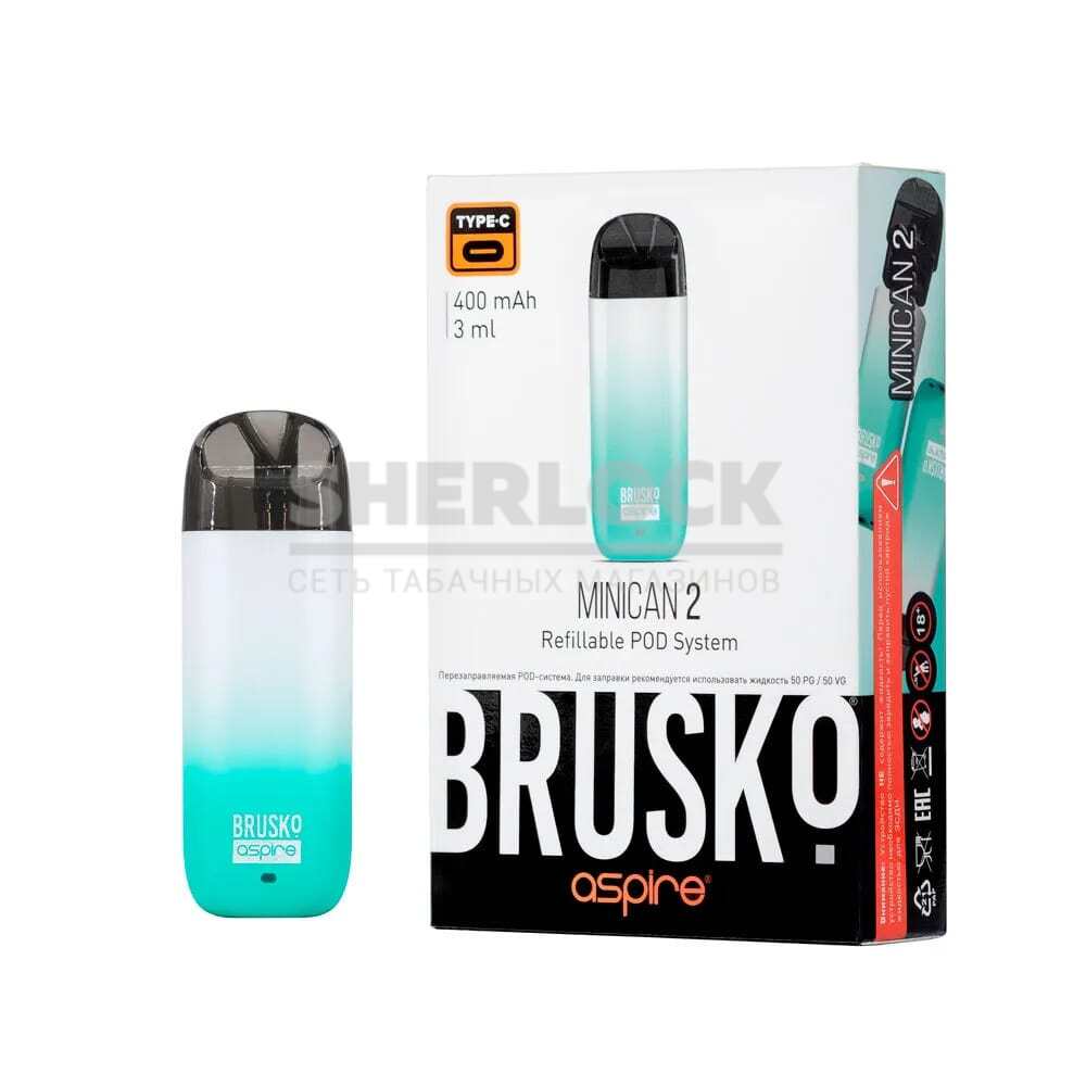 POD-система BRUSKO MINICAN 2 (Бирюзово-белый градиент) POD-система BRUSKO MINICAN 2 (Бирюзово-белый градиент)
