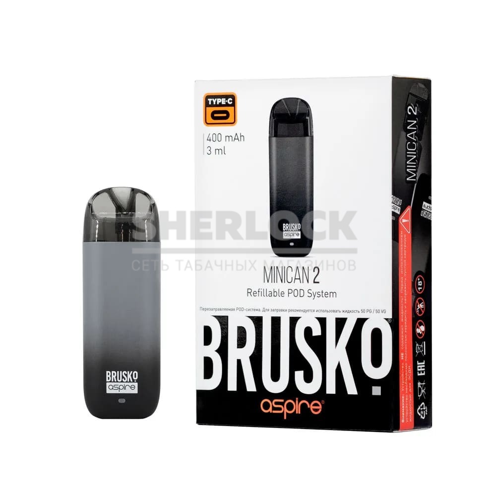POD-система BRUSKO MINICAN 2 (Чёрно-серый градиент) POD-система BRUSKO MINICAN 2 (Чёрно-серый градиент)