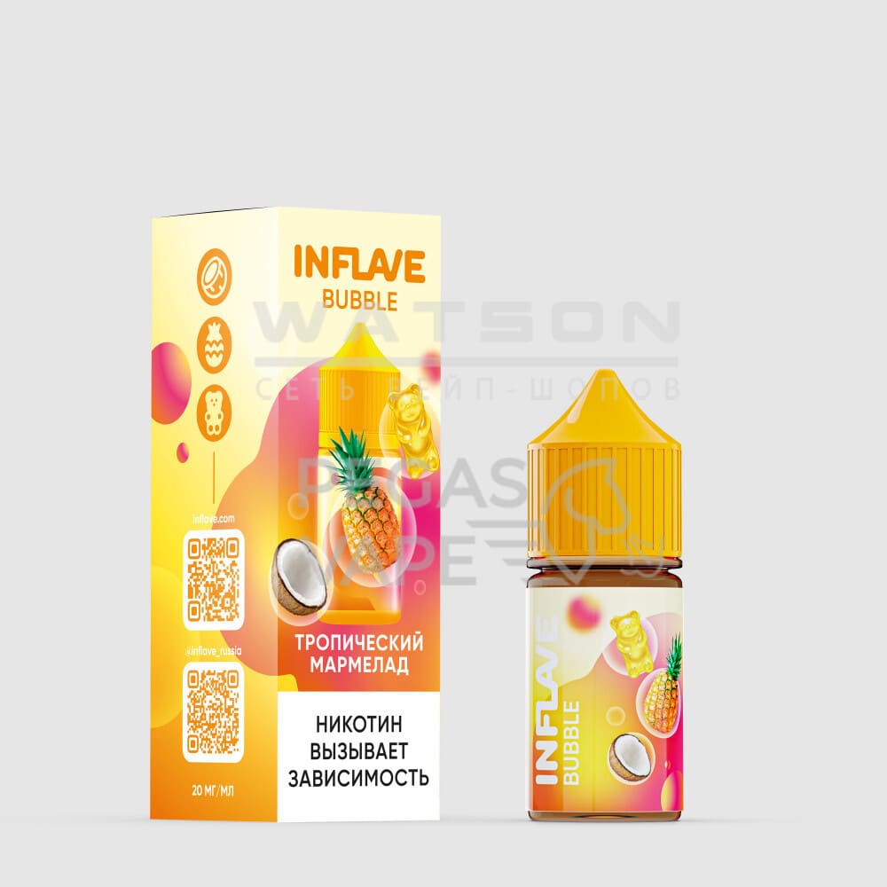 Жидкость INFLAVE BUBBLE (Тропический мармелад) 30 мл 2% (20 мг/мл) Жидкость INFLAVE BUBBLE (Тропический мармелад) 30 мл 2% (20 мг/мл)