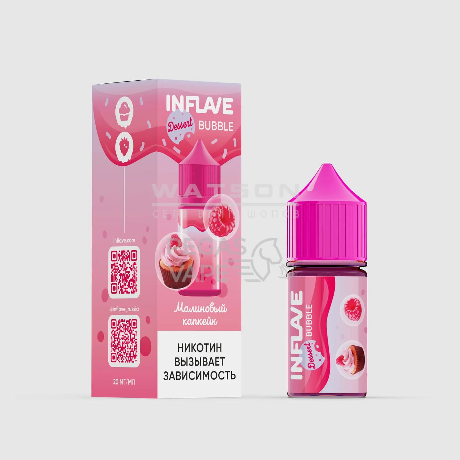 Жидкость INFLAVE BUBBLE (Малиновый капкейк) 30 мл 2% (20 мг/мл) Жидкость INFLAVE BUBBLE (Малиновый капкейк) 30 мл 2% (20 мг/мл)