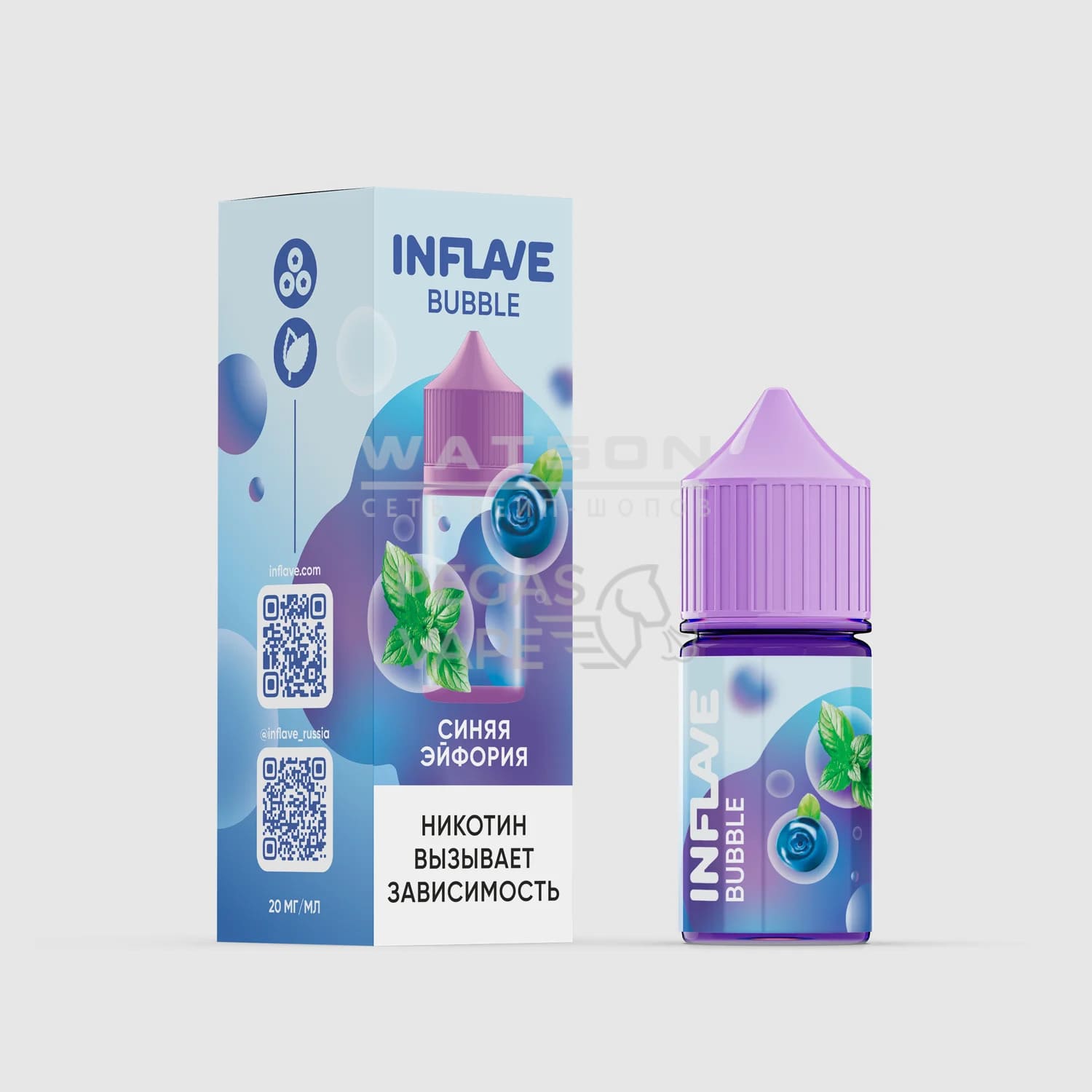 Жидкость INFLAVE BUBBLE (Синняя эйфория) 30 мл 2% (20 мг/мл) Жидкость INFLAVE BUBBLE (Синняя эйфория) 30 мл 2% (20 мг/мл)