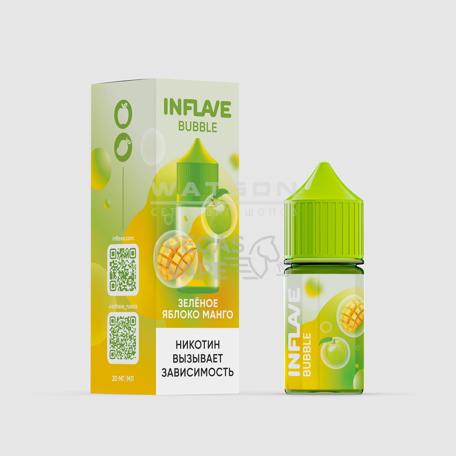 Жидкость INFLAVE BUBBLE (Зеленое яблоко манго) 30 мл 2% (20 мг/мл) Жидкость INFLAVE BUBBLE (Зеленое яблоко манго) 30 мл 2% (20 мг/мл)