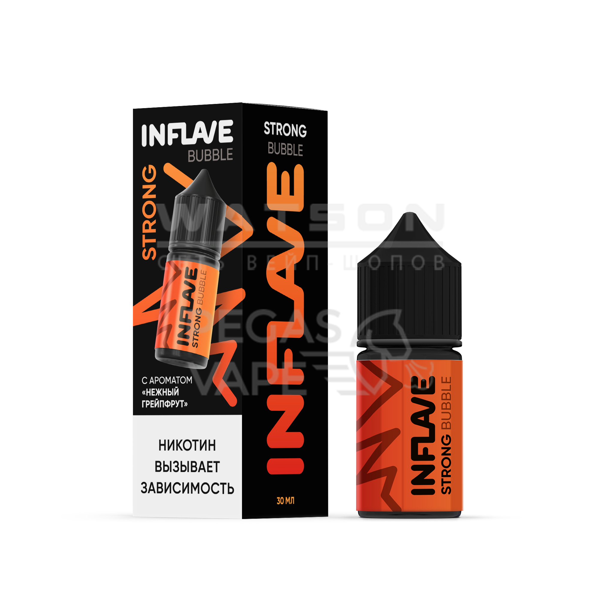 Жидкость INFLAVE BUBBLE STRONG (Нежный грейпфрут) 30 мл 2% (20 мг/мл) Strong Жидкость INFLAVE BUBBLE STRONG (Нежный грейпфрут) 30 мл 2% (20 мг/мл) Strong
