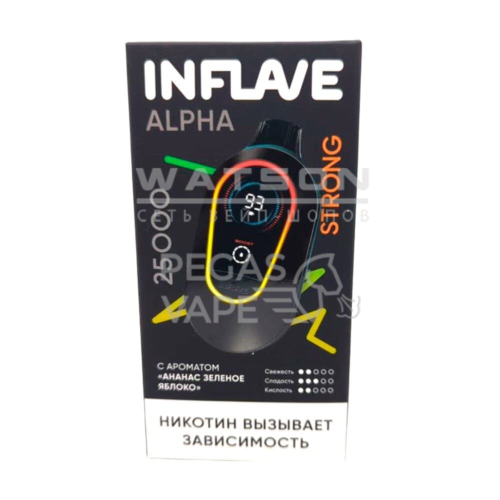 Электронная сигарета INFLAVE ALPHA 25000 STRONG (Ананас зеленое яблоко) Электронная сигарета INFLAVE ALPHA 25000 STRONG (Ананас зеленое яблоко)