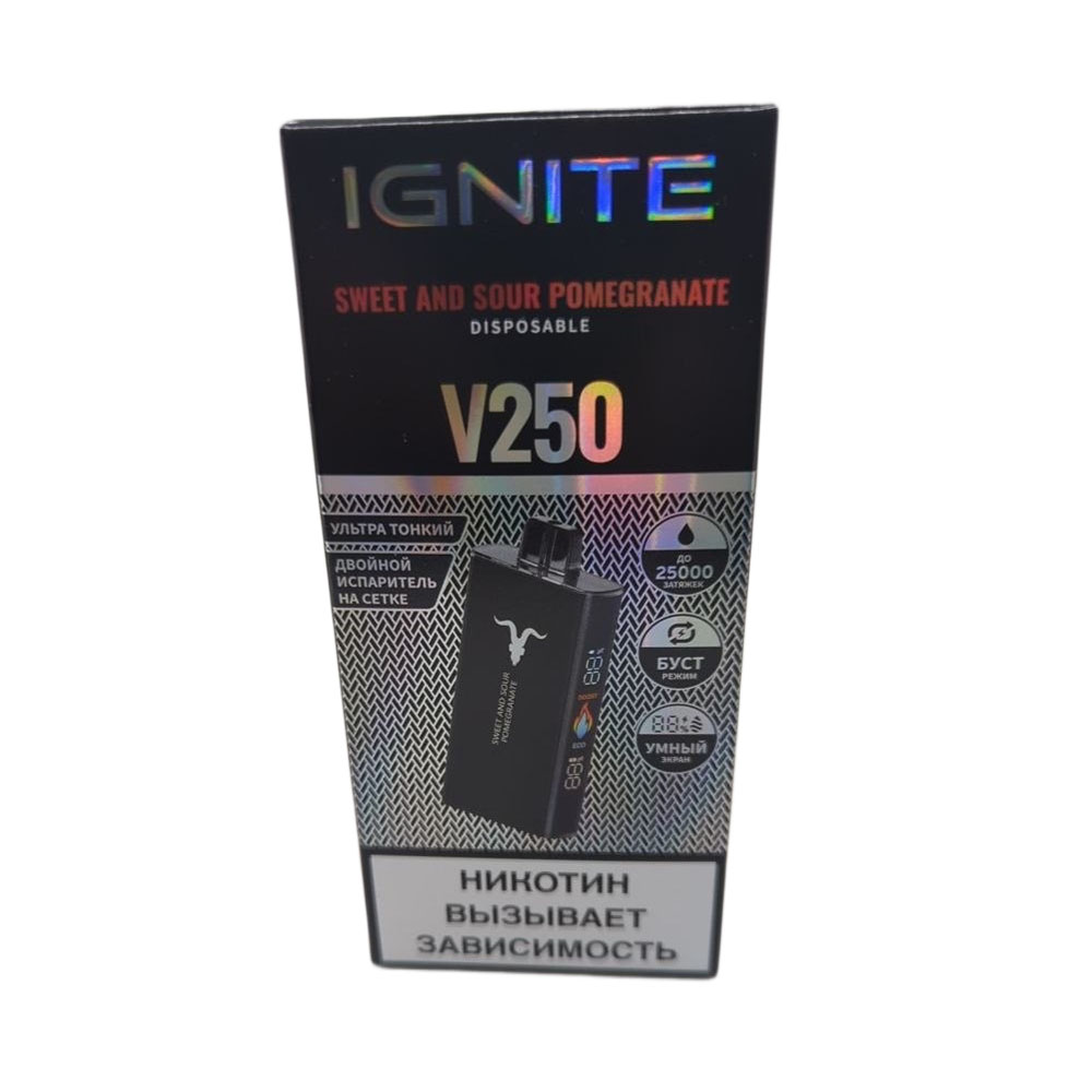 Электронная сигарета IGNITE V-250 (25000) BLACK (Кислый гранат) Электронная сигарета IGNITE V-250 (25000) BLACK (Кислый гранат)